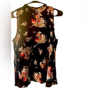Maeve black floral silk top